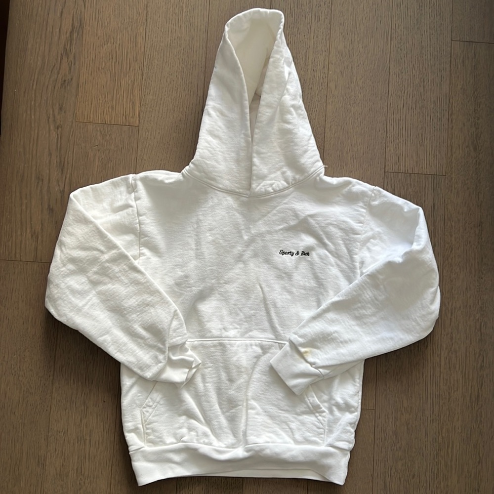 SPORTY AND RICH WHITE HOODIE S